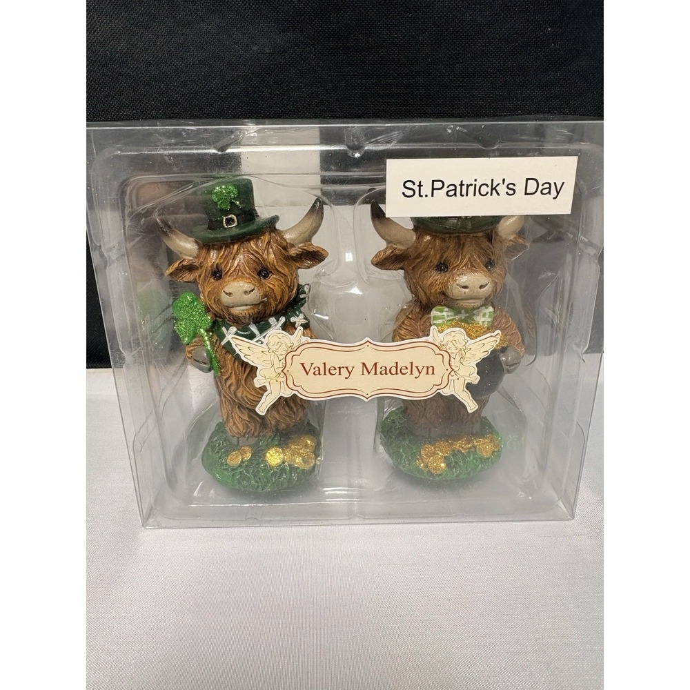 St Patricks Day Decorations for Home, 2Pcs Highland Cow Decor with Shamrock.....